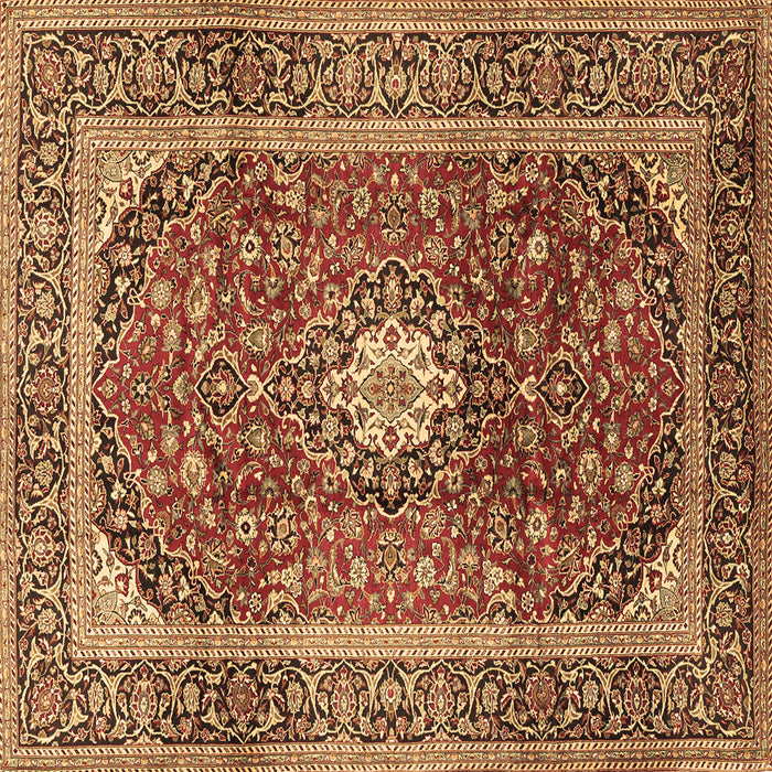 Square Machine Washable Medallion Brown Traditional Rug, wshtr2776brn