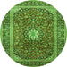 Square Medallion Green Traditional Rug, tr2776grn