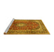 Sideview of Machine Washable Medallion Yellow Traditional Rug, wshtr2776yw