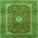 Round Machine Washable Medallion Green Traditional Area Rugs, wshtr2776grn