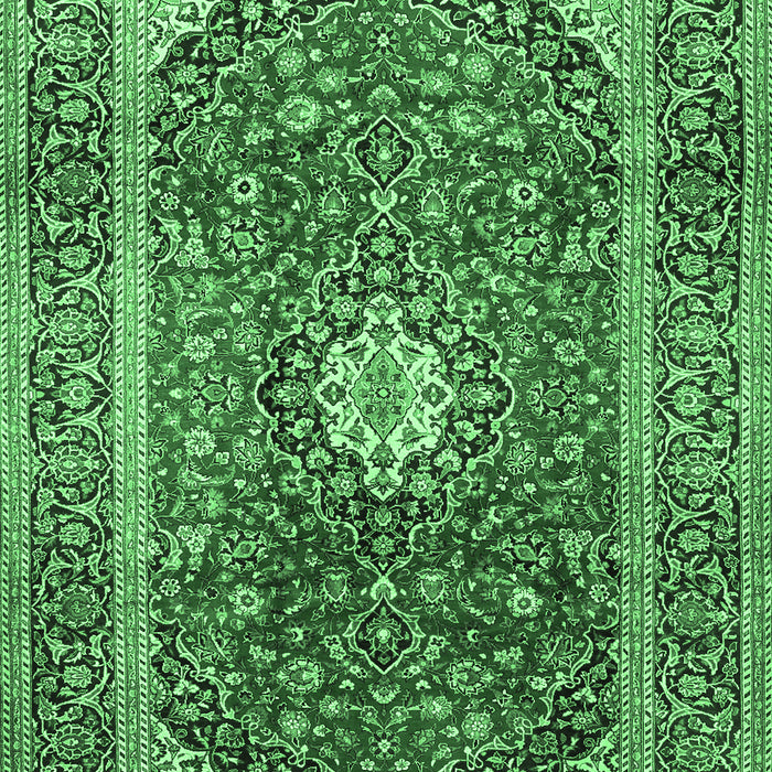 Machine Washable Medallion Emerald Green Traditional Area Rugs, wshtr2776emgrn