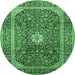 Round Medallion Emerald Green Traditional Rug, tr2776emgrn