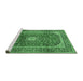 Sideview of Machine Washable Medallion Emerald Green Traditional Area Rugs, wshtr2776emgrn