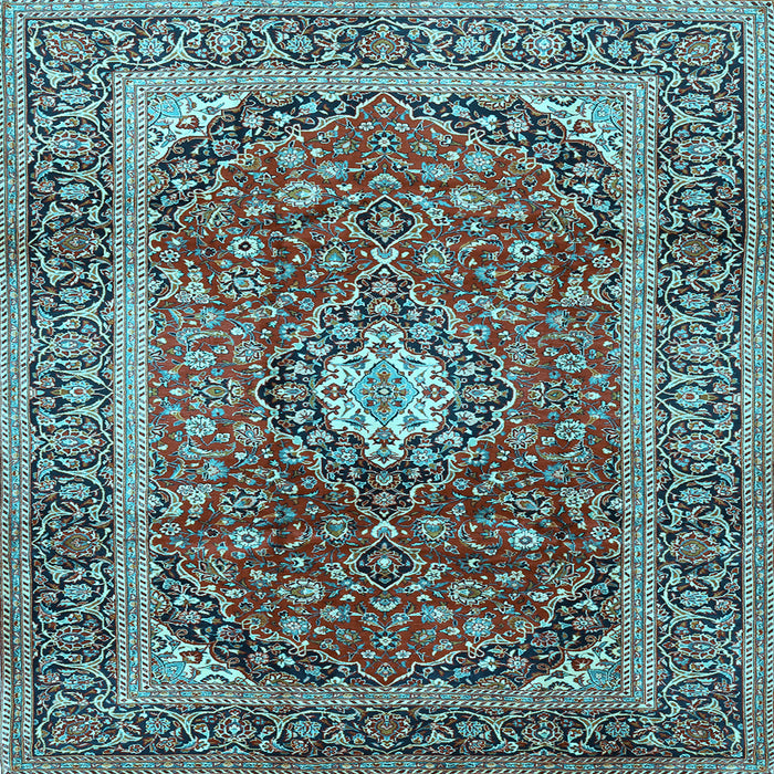 Square Medallion Light Blue Traditional Rug, tr2776lblu