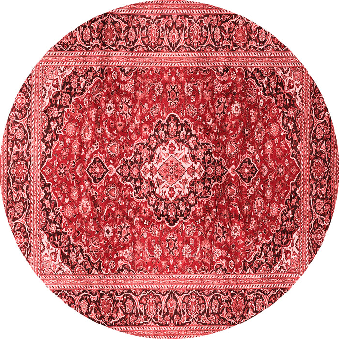 Machine Washable Medallion Red Traditional Rug, wshtr2776red