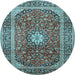 Round Medallion Light Blue Traditional Rug, tr2776lblu