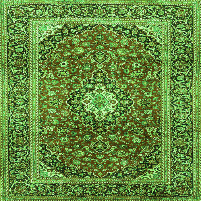 Serging Thickness of Medallion Green Traditional Rug, tr2776grn