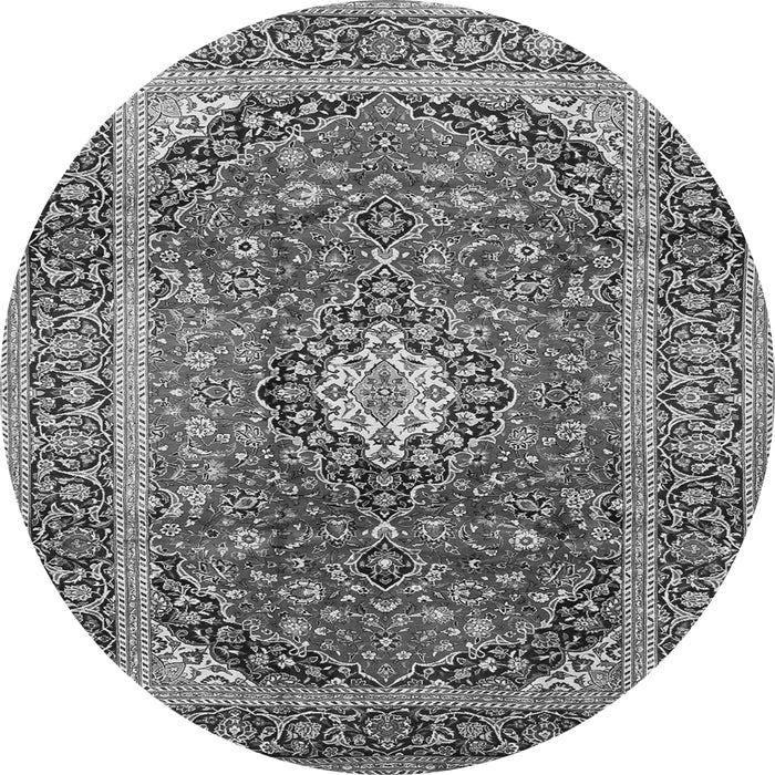 Machine Washable Medallion Gray Traditional Rug, wshtr2776gry