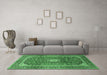 Machine Washable Medallion Emerald Green Traditional Area Rugs in a Living Room,, wshtr2776emgrn