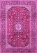 Machine Washable Medallion Pink Traditional Rug, wshtr2776pnk