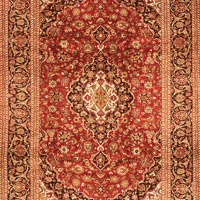 Serging Thickness of Machine Washable Medallion Orange Traditional Area Rugs, wshtr2776org