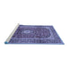 Sideview of Machine Washable Medallion Blue Traditional Rug, wshtr2776blu