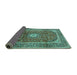 Sideview of Medallion Turquoise Traditional Rug, tr2776turq