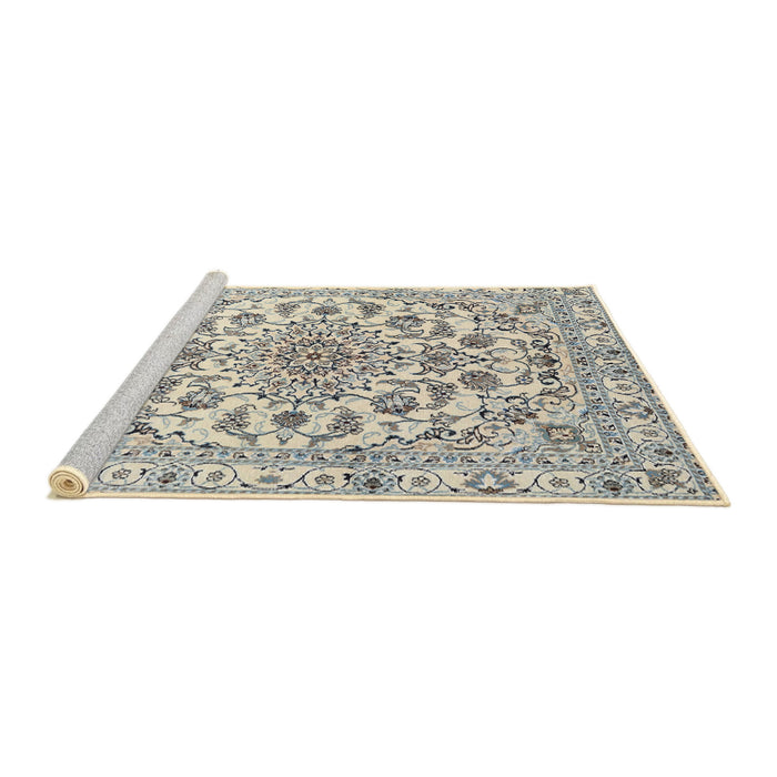 Sideview of Machine Washable Traditional Grey Gray Rug, wshtr2777