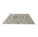 Sideview of Machine Washable Traditional Grey Gray Rug, wshtr2777