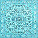 Square Machine Washable Persian Light Blue Traditional Rug, wshtr2777lblu