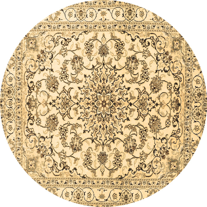 Round Persian Brown Traditional Rug, tr2777brn