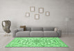 Machine Washable Persian Emerald Green Traditional Area Rugs in a Living Room,, wshtr2777emgrn