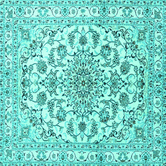 Square Machine Washable Persian Turquoise Traditional Area Rugs, wshtr2777turq