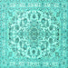 Square Machine Washable Persian Turquoise Traditional Area Rugs, wshtr2777turq