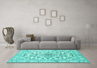 Machine Washable Persian Turquoise Traditional Rug, wshtr2777turq