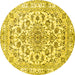 Round Persian Yellow Traditional Rug, tr2777yw