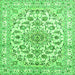 Round Machine Washable Persian Green Traditional Area Rugs, wshtr2777grn