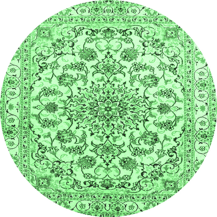 Round Persian Emerald Green Traditional Rug, tr2777emgrn