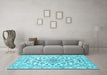 Machine Washable Persian Light Blue Traditional Rug in a Living Room, wshtr2777lblu