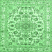 Square Machine Washable Persian Emerald Green Traditional Area Rugs, wshtr2777emgrn