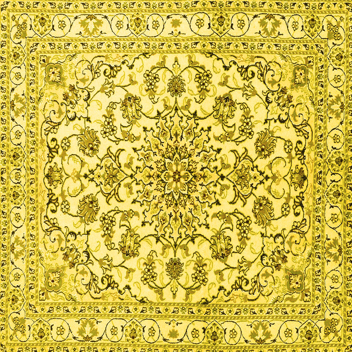 Square Machine Washable Persian Yellow Traditional Rug, wshtr2777yw