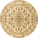 Round Machine Washable Persian Brown Traditional Rug, wshtr2777brn