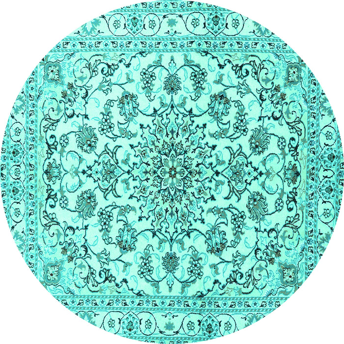 Round Persian Turquoise Traditional Rug, tr2777turq