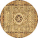 Round Persian Brown Traditional Rug, tr2778brn