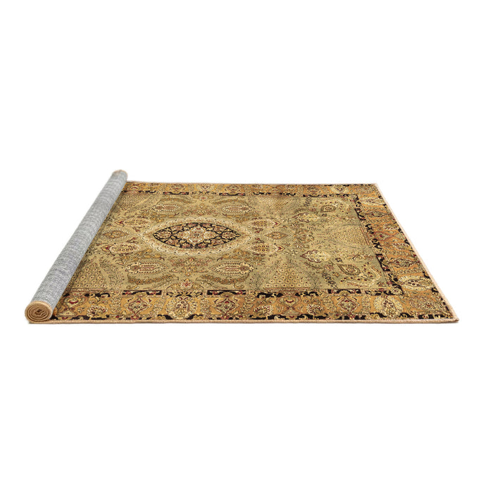 Sideview of Machine Washable Persian Brown Traditional Rug, wshtr2778brn