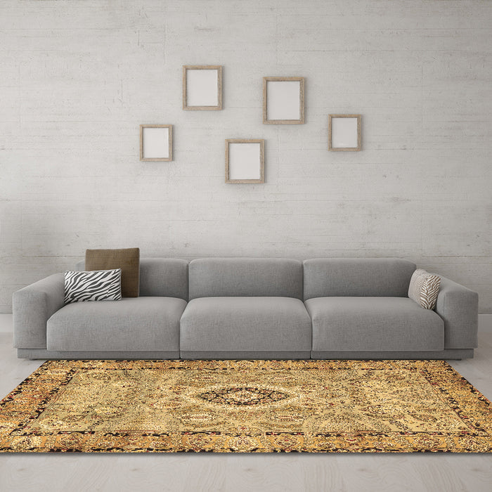 Machine Washable Persian Brown Traditional Rug in a Living Room,, wshtr2778brn