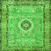 Round Machine Washable Persian Green Traditional Area Rugs, wshtr2778grn