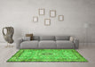 Machine Washable Persian Green Traditional Area Rugs in a Living Room,, wshtr2778grn