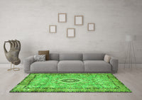 Machine Washable Persian Green Traditional Rug, wshtr2778grn