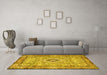 Machine Washable Persian Yellow Traditional Rug in a Living Room, wshtr2778yw