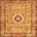 Round Machine Washable Persian Orange Traditional Area Rugs, wshtr2778org