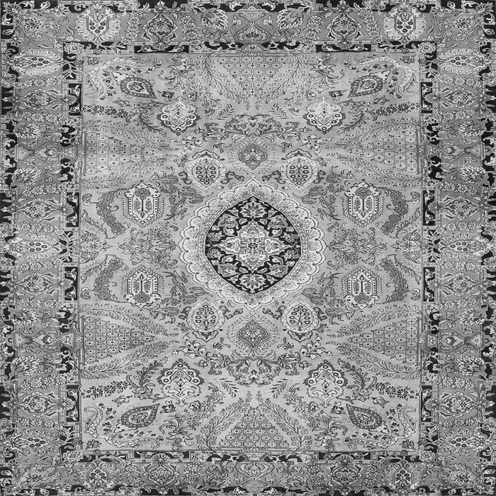 Round Machine Washable Persian Gray Traditional Rug, wshtr2778gry