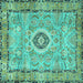 Square Persian Turquoise Traditional Rug, tr2778turq