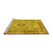 Sideview of Machine Washable Persian Yellow Traditional Rug, wshtr2778yw