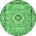 Round Persian Emerald Green Traditional Rug, tr2778emgrn