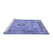 Sideview of Machine Washable Persian Blue Traditional Rug, wshtr2778blu