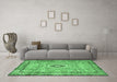 Machine Washable Persian Emerald Green Traditional Area Rugs in a Living Room,, wshtr2778emgrn