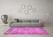 Machine Washable Persian Pink Traditional Rug in a Living Room, wshtr2778pnk