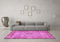 Machine Washable Persian Pink Traditional Rug, wshtr2778pnk