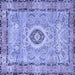 Square Machine Washable Persian Blue Traditional Rug, wshtr2778blu